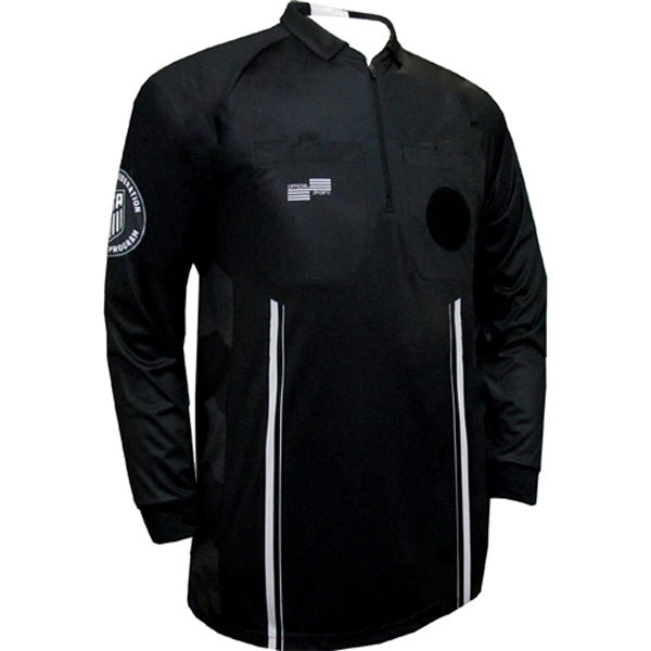 Official Sports Men&#39;s Long Sleeve Referee Jersey 9073 USSF Pro (Black) | Soccer Wearhouse