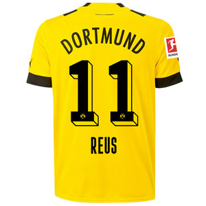 Puma BVB Dortmund Marco Reus Home Jersey w/ Bundesliga Patch 22/23 (Cyber Yellow/Black)