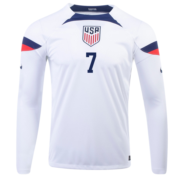 Nike Estados Unidos Gio Reyna Home Camiseta de manga larga 22/23 (Blanco/Azul)