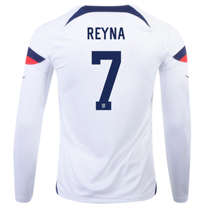 Nike United States Gio Reyna Home Long Sleeve Jersey 22/23 (White/Loyal Blue)