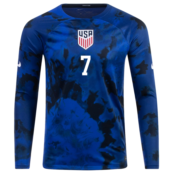 Nike Estados Unidos Gio Reyna Manga Larga Away Jersey 22/23 (Azul Brillante/Blanco)