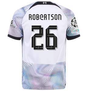 Nike Liverpool Andy Robertson Away Jersey w/ Champions League Patches 22/23 (White/Black)