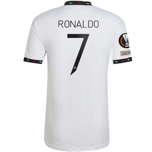 adidas Manchester United Cristiano Ronaldo Away Jersey w/ Europa League Patches 22/23 (White)
