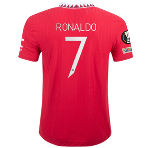 adidas Manchester United Cristiano Ronaldo Authentic Home Jersey w/ Europa League Patches 22/23 (Real Red)