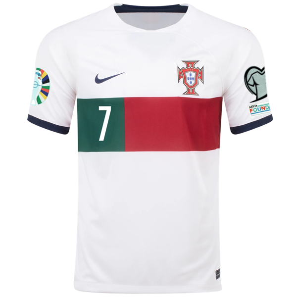 Nike Portugal Cristiano Ronaldo Away Jersey w/ World Cup 2022 Patches 22/23 (Sail/Obsidian) Size XXL
