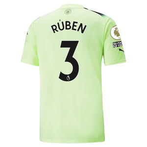 Puma Manchester City Ruben Dias Third Jersey w/ EPL + No Room For Racism Patches 22/23 (Fizzy Light/Parisian Night)