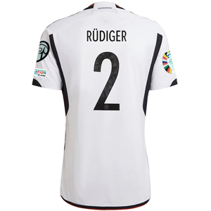 adidas Germany Mario Antonio Rudiger Home Jersey w/ Euro Qualifying Patches 22/23 (White/Black)