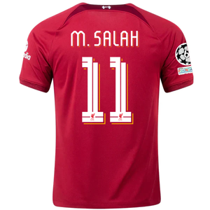 Nike Liverpool Mohamed Salah Home Jersey w/ Champions League Patches 22/23 (Tough Red/Team Red) Size M