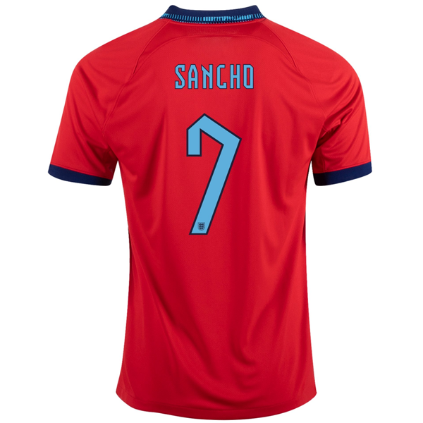 Nike Inglaterra Jadon Sancho Away Jersey 22/23 (Challenge Red/Blue Void)