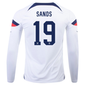 Nike Estados Unidos James Sands Home Camiseta de manga larga 22/23 (Blanco/Azul)