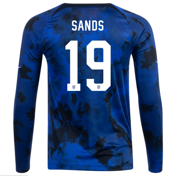 Nike Estados Unidos James Sands Manga Larga Away Jersey 22/23 (Azul Brillante/Blanco)