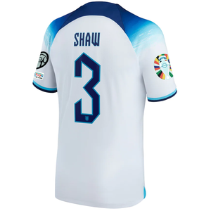 Nike England Luke Shaw Home Jersey w/ Euro Qualifying Patches 22/23 (White/Blue Fury/Blue Void)
