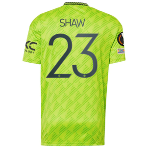 adidas Manchester United Luke Shaw Third Jersey w/ Europa League Patches 22/23 (Solar Slime)