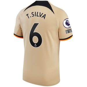 Nike Chelsea Thiago Silva Third Jersey w/ EPL + No Room For Racism + Club World Cup Patches 22/23 (Sesame/Black)