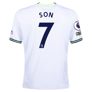 Nike Tottenham Heung Min Son Home Jersey w/ EPL + No Room For Racism Patches 22/23 (White)