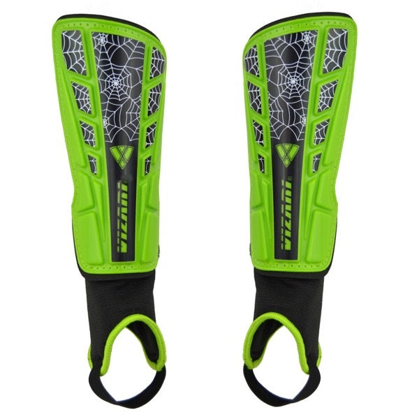 Vizari Youth SpiderWeb Shin Guard (Black/Green) | Soccer Wearhouse