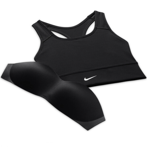 Nike Dri-Fit Womens Swoosh Longline Sports Bra (Black) - Soccer