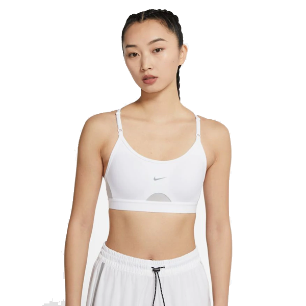 Nike Womens Dri-Fit U-Neck Sports Bra (White/Grey Fog) - Soccer Wearhouse