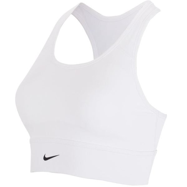 Nike Womens Dri-Fit Swoosh Longline Sports Bra (White) - Soccer Wearhouse