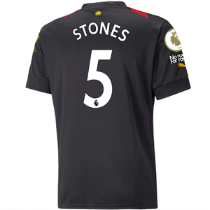 Puma Manchester City John Stones Away Jersey w/ EPL + No Room For Racism Patches 22/23 (Puma Black/Tango Red)