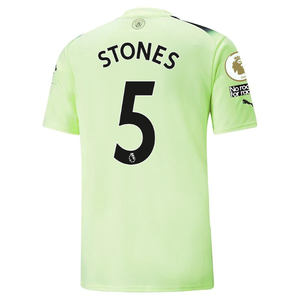 Puma Manchester City John Stones Third Jersey w/ EPL + No Room For Racism Patches 22/23 (Fizzy Light/Parisian Night)