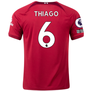 Nike Liverpool Thiago Home Jersey w/ EPL + No Room For Racism Patches 22/23 (Tough Red/Team Red)