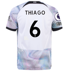 Nike Liverpool Thiago Away Jersey w/ EPL + No Room For Racism Patches 22/23 (White/Black)