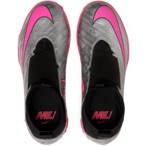 Nike Jr. Zoom Superfly 9 Academy XXV Turf Soccer Shoes (Metallic Silver/Hyper Pink)