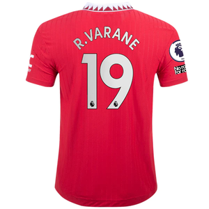 adidas Manchester United Authentic Raphael Varane Home Jersey w/ EPL + No Room For Racism Patches 22/23 (Real Red)