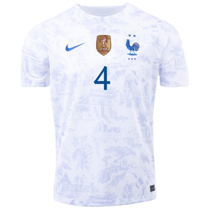 Nike France Raphael Varane Away Jersey w/ World Cup Champion Patch 22/23 (White)