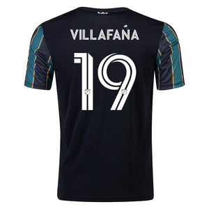 adidas Villafana LA Galaxy Away Jersey 21/22 w/ Honey & MLS Patch (Black/Tech Green)