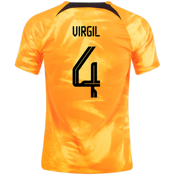 Nike Netherlands Virgil Van Dijk Home Jersey 22/23 (Laser Orange/Black) Size L
