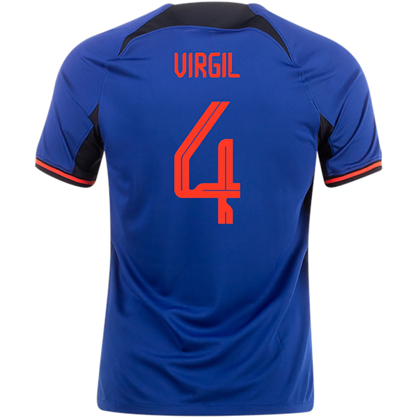 Camiseta Nike Holanda Virgil Van Dijk Visitante 22/23 (Azul Profundo/Rojo Habanero)