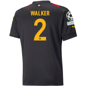 Puma Manchester City Kyle Walker Away Jersey w/ Champions League Patches 22/23 (Puma Black/Tango Red)