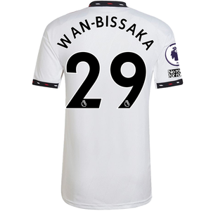 adidas Mancheser United Aaron Wan-Bissaka Away Jersey w/ EPL + No Room For Racism Patches 22/23 (White)