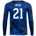 Nike Estados Unidos Timothy Weah Long Sleeve Away Jersey 22/23 (Azul brillante/Blanco)