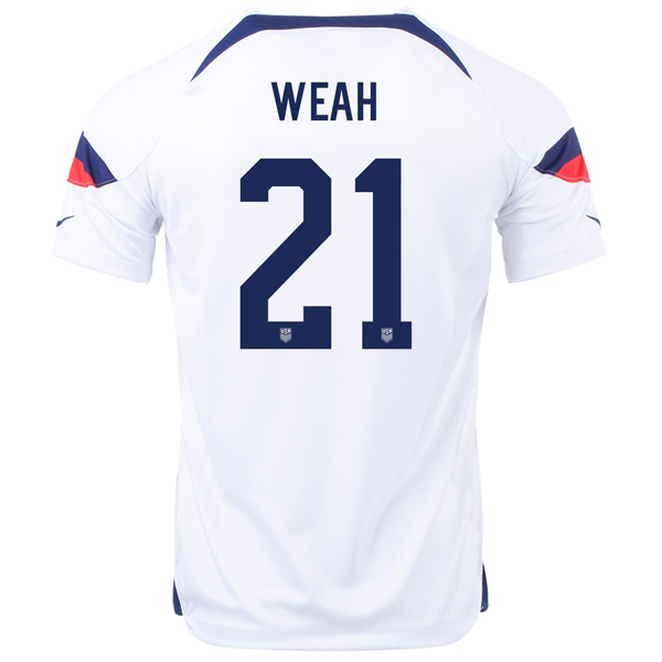 Nike Estados Unidos Timothy Weah Home Jersey 22/23 (Blanco/Azul)