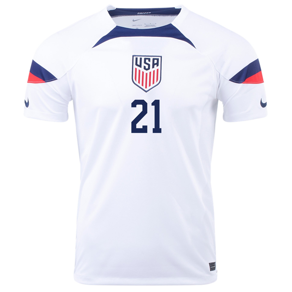 Nike Estados Unidos Timothy Weah Home Jersey 22/23 (Blanco/Azul)