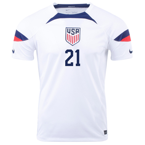 Nike United States Timothy Weah Home Jersey 22/23 (White/Loyal Blue)