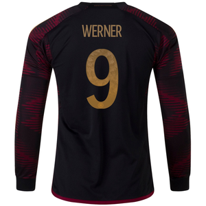 adidas Germany Timo Werner Away Long Sleeve Jersey 22/23 (Black/Burgundy)