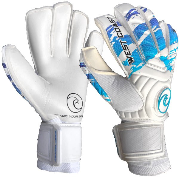 West Coast Spyder X Pacifica Goalkeeper Gloves (White/Blue) | SoccerWearhouse