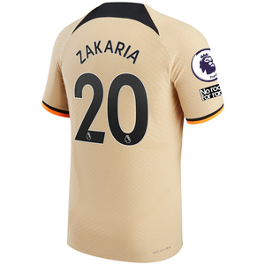 Nike Chelsea Match Authentic Zakaria Third Jersey w/ EPL + No Room For Racism + Club World Cup Patch 22/23 (Sesame/Black)
