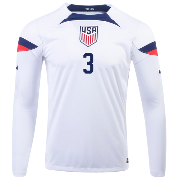 Nike Estados Unidos Walker Zimmerman Home Camiseta de manga larga 22/23 (Blanco/Azul)