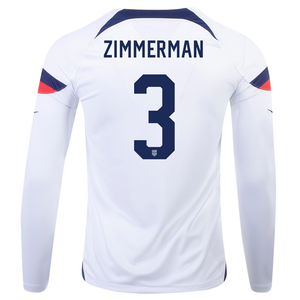 Nike United States Walker Zimmerman Home Long Sleeve Jersey 22/23 (White/Loyal Blue)