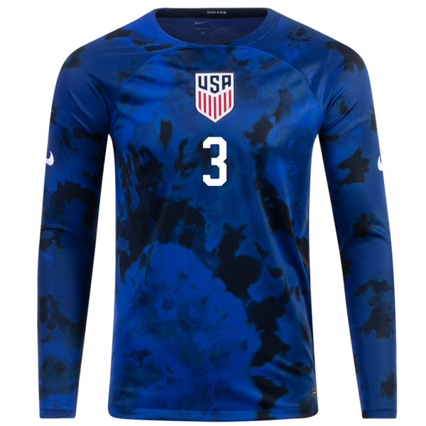 Nike Estados Unidos Walker Zimmerman Long Sleeve Away Jersey 22/23 (Azul brillante/Blanco)