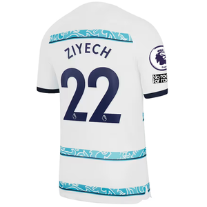 Nike Chelsea Hakim Ziyech Away Jersey w/ EPL + Club World Cup Patches 22/23 (White/College Navy)